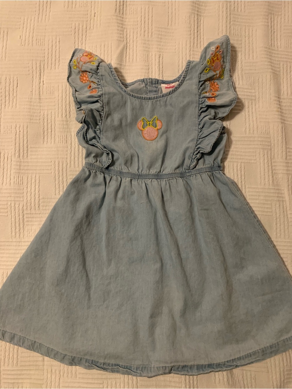 Disney Junior Minnie Light Blue Denim Dress with Embroidered Minnie Patch